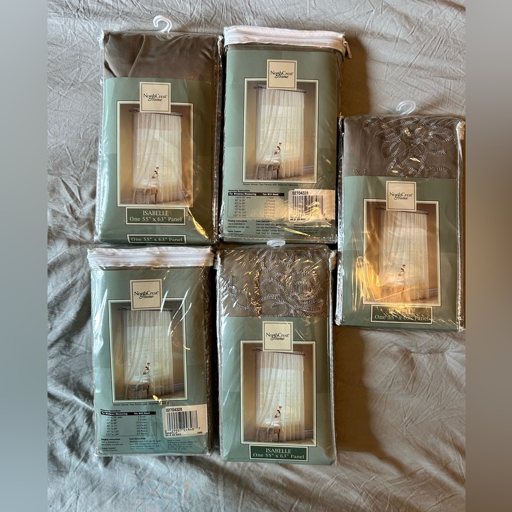 5 sage green sheer curtain panels